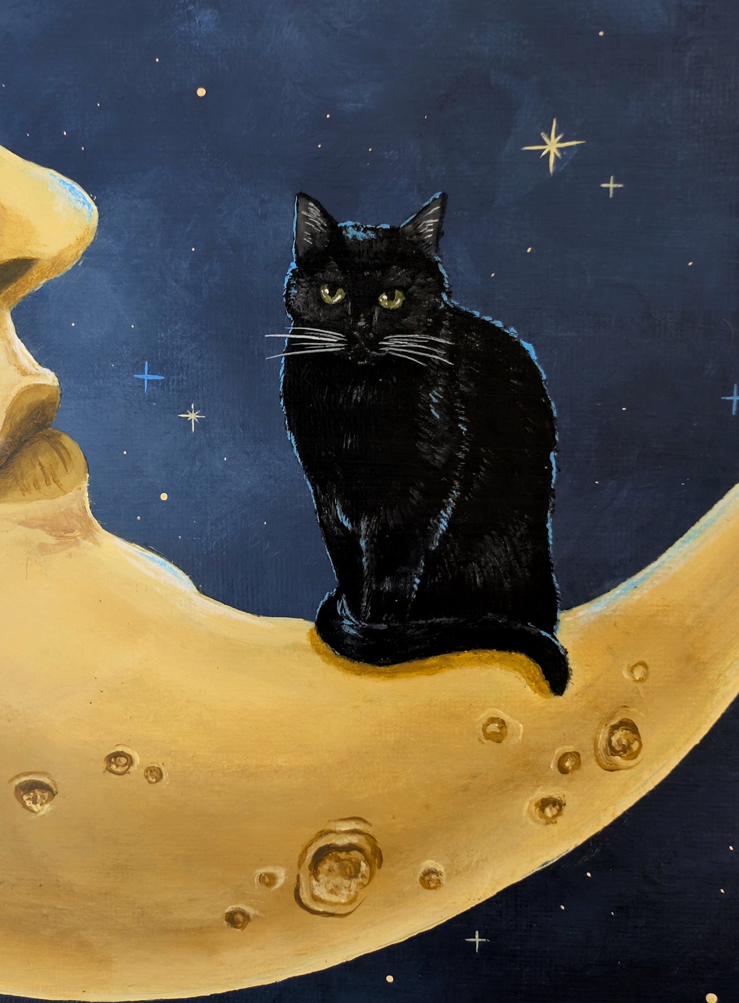 The Cat on the Moon 12"x12" Painting