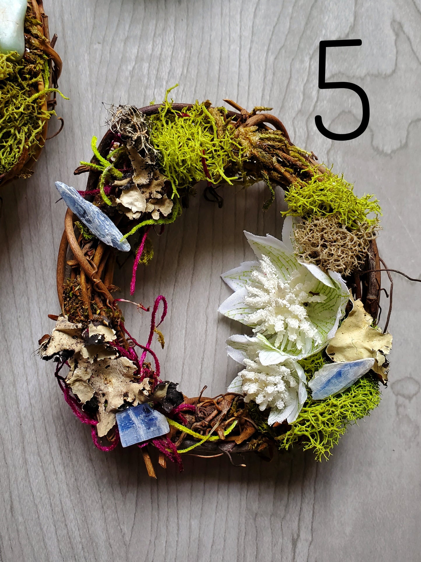 Frilly White Floral Crystal Wreaths - Car Mirror or Wall Hanging