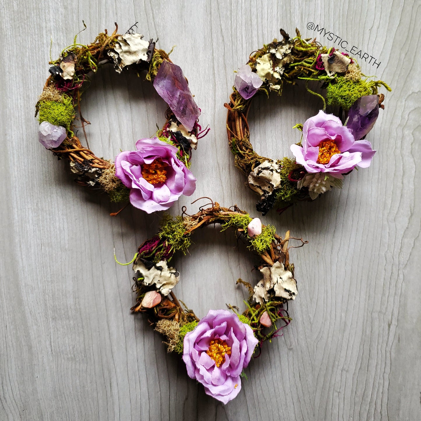 Purple Floral Crystal Wreaths - Car Mirror or Wall Hanging