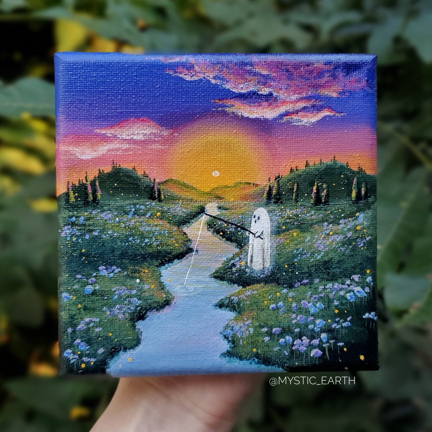 Fishing At Sunset Painting