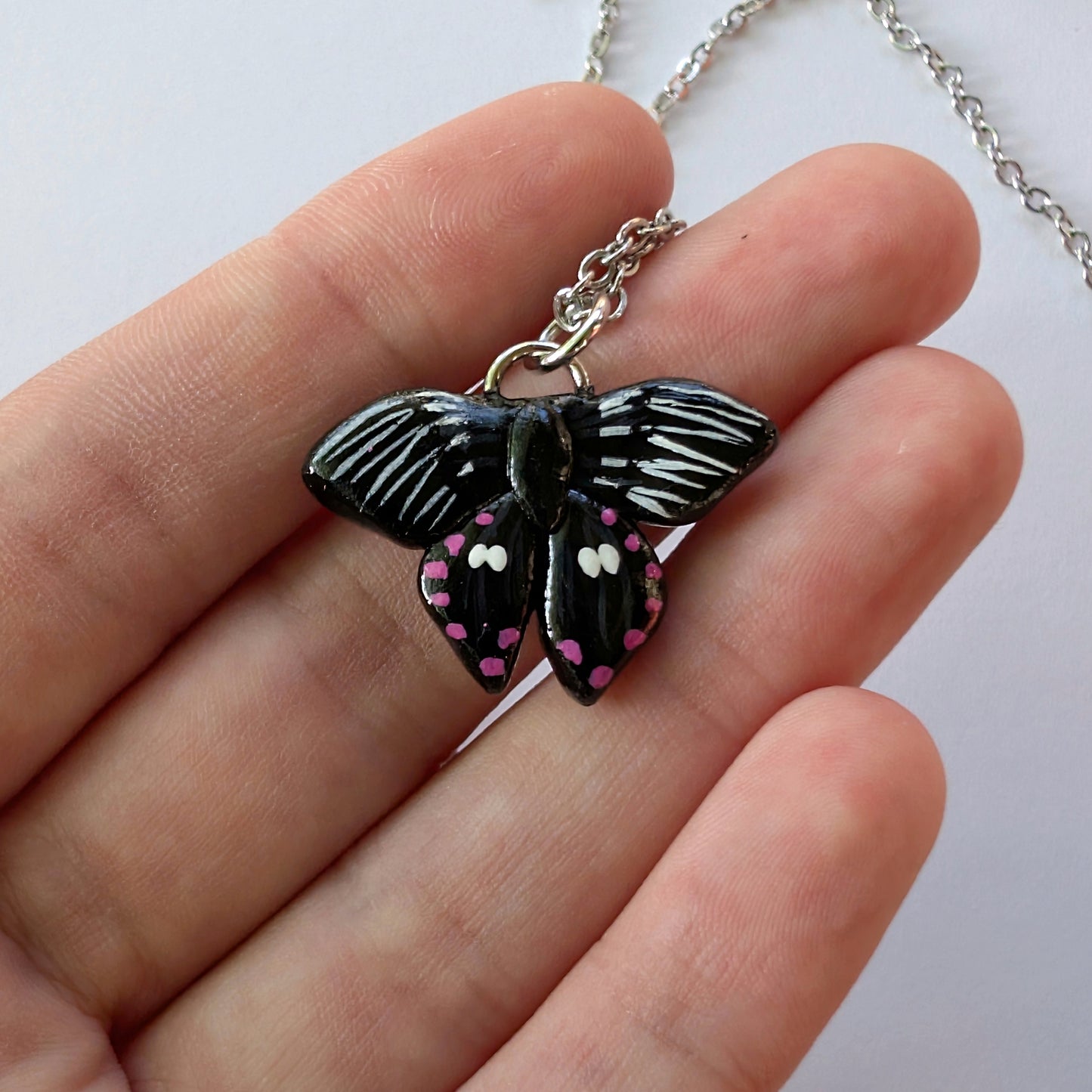 Pink Spotted Swallowtail Butterfly Necklaces