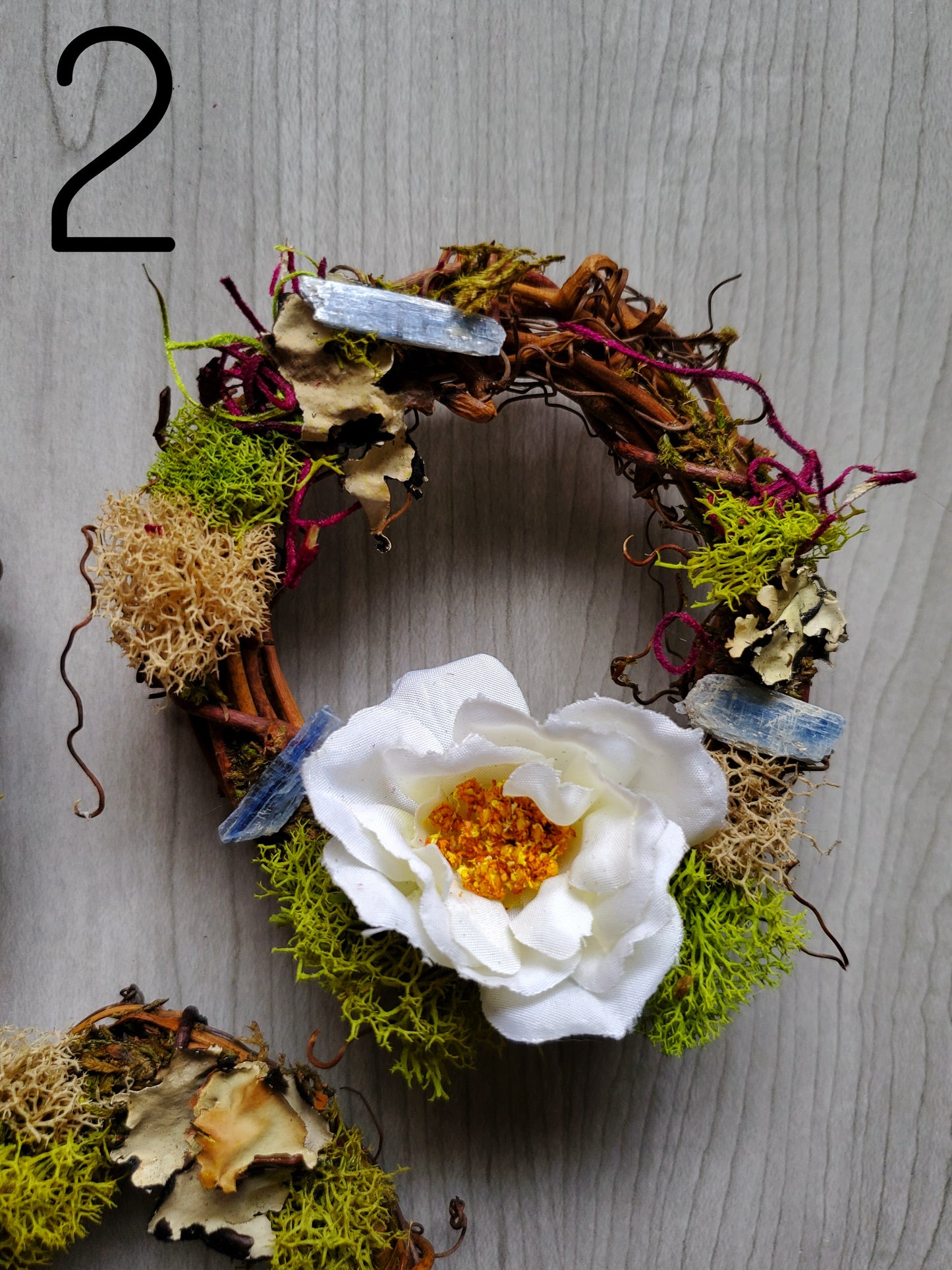 White Floral Crystal Wreaths - Car Mirror or Wall Hanging