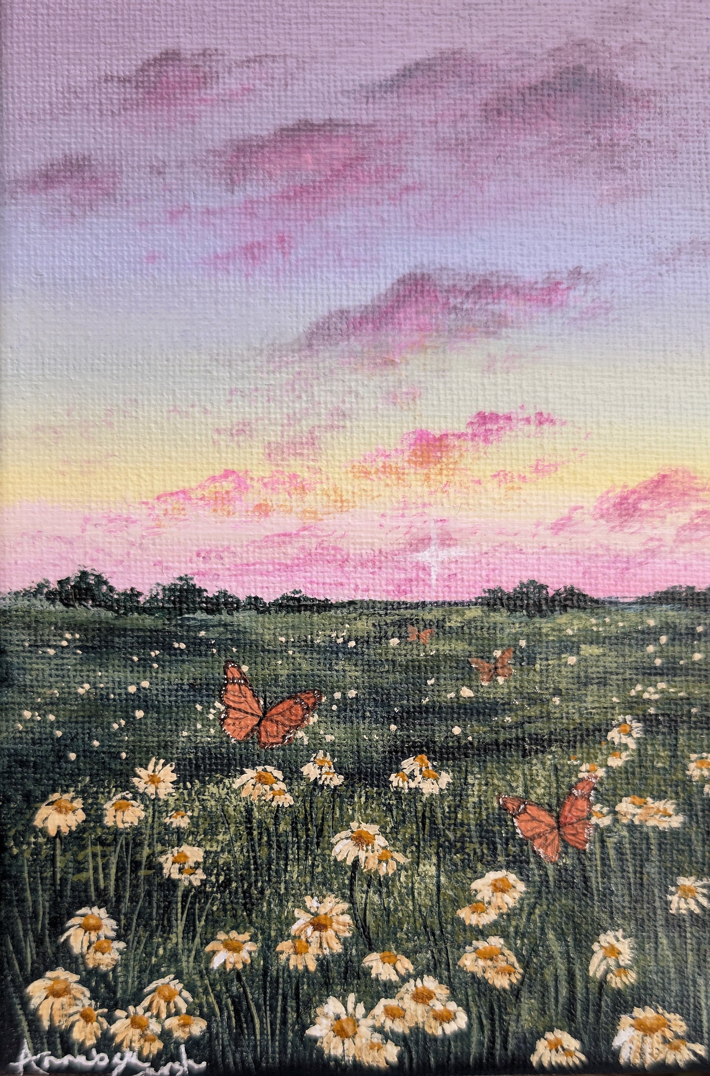 Monarch Field Painting 5"x7"