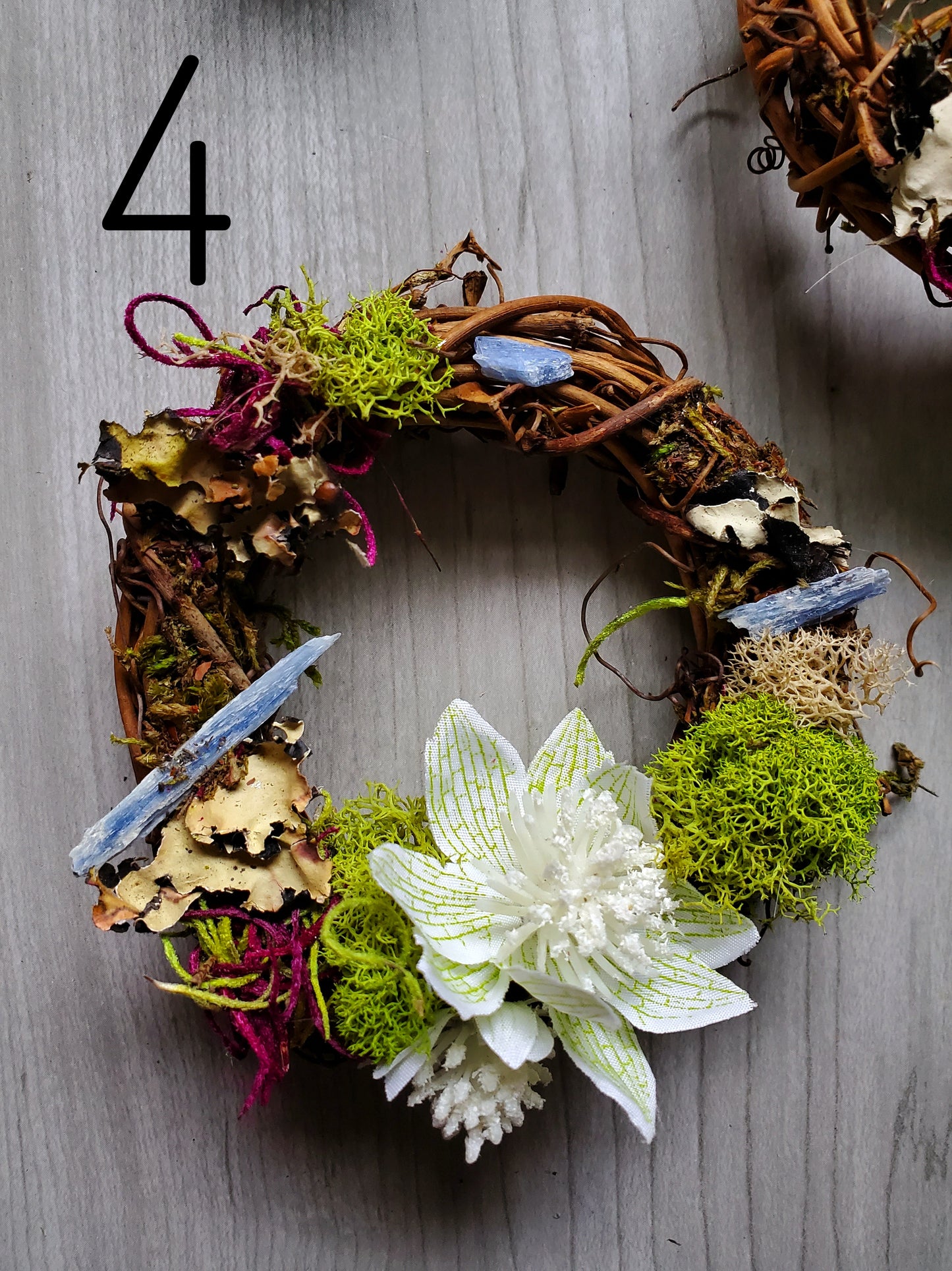 Frilly White Floral Crystal Wreaths - Car Mirror or Wall Hanging