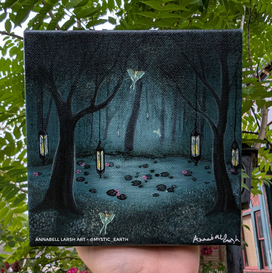 Hidden Lilies 6"x6" Painting