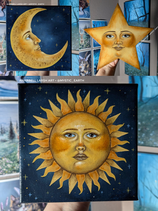 Sun, Moon, and Star Painting Set (medium canvas)1 available for Pre-Order