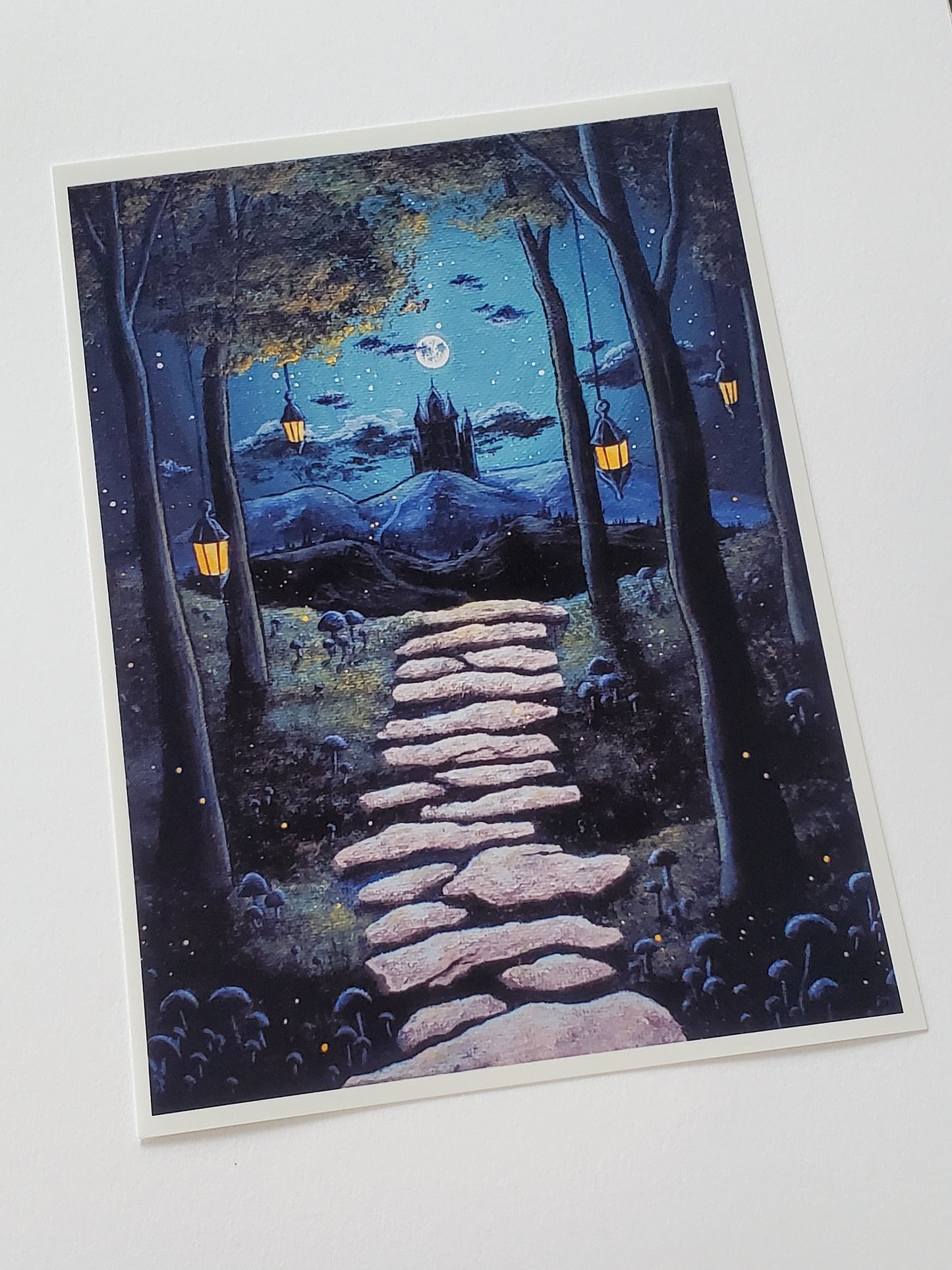 Castle on the Mountains Prints (Blue version)