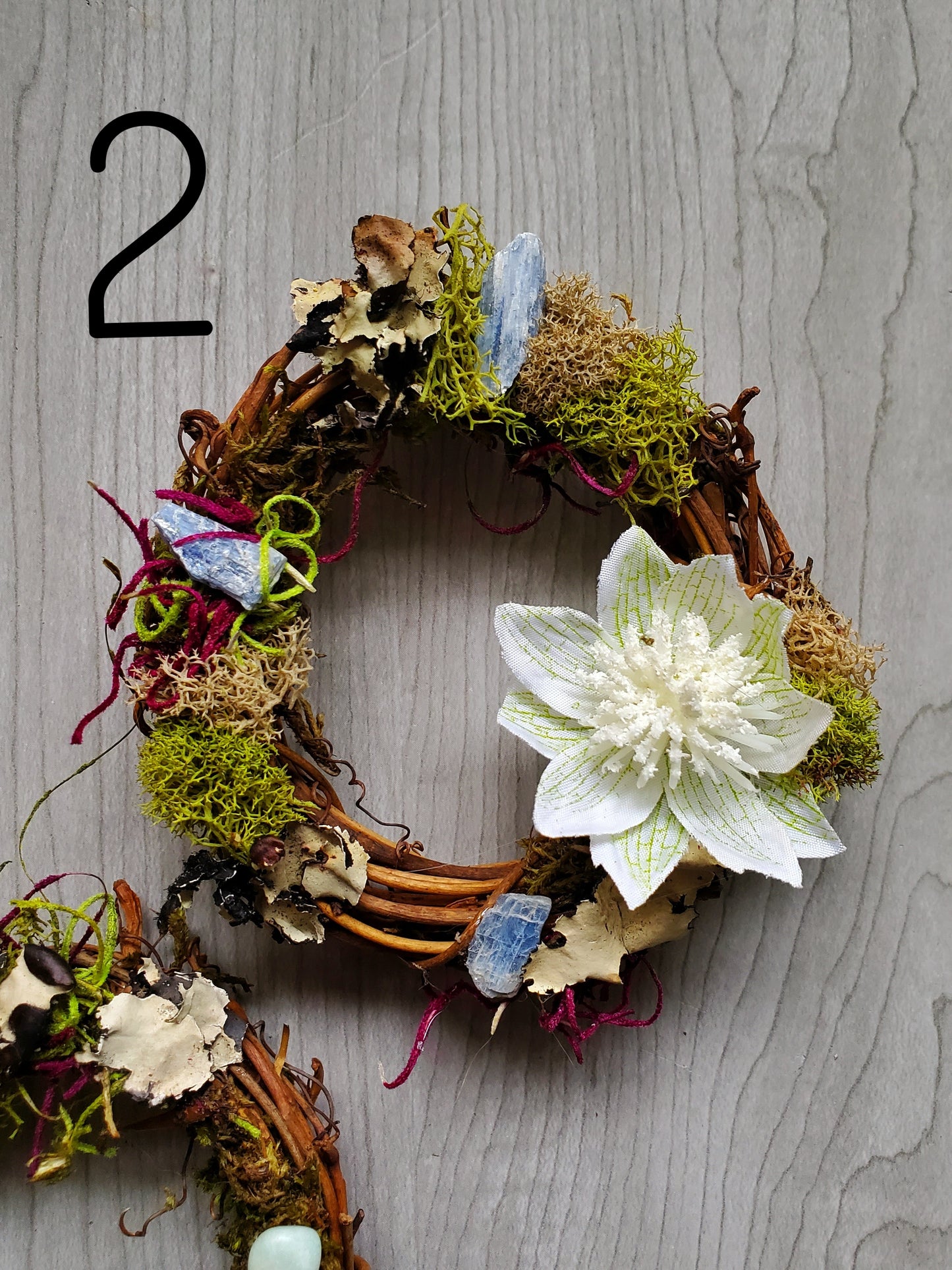 Frilly White Floral Crystal Wreaths - Car Mirror or Wall Hanging