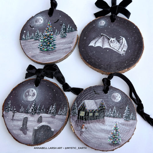 Goth Christmas 4pc Tree Ornament or Wall Art Set