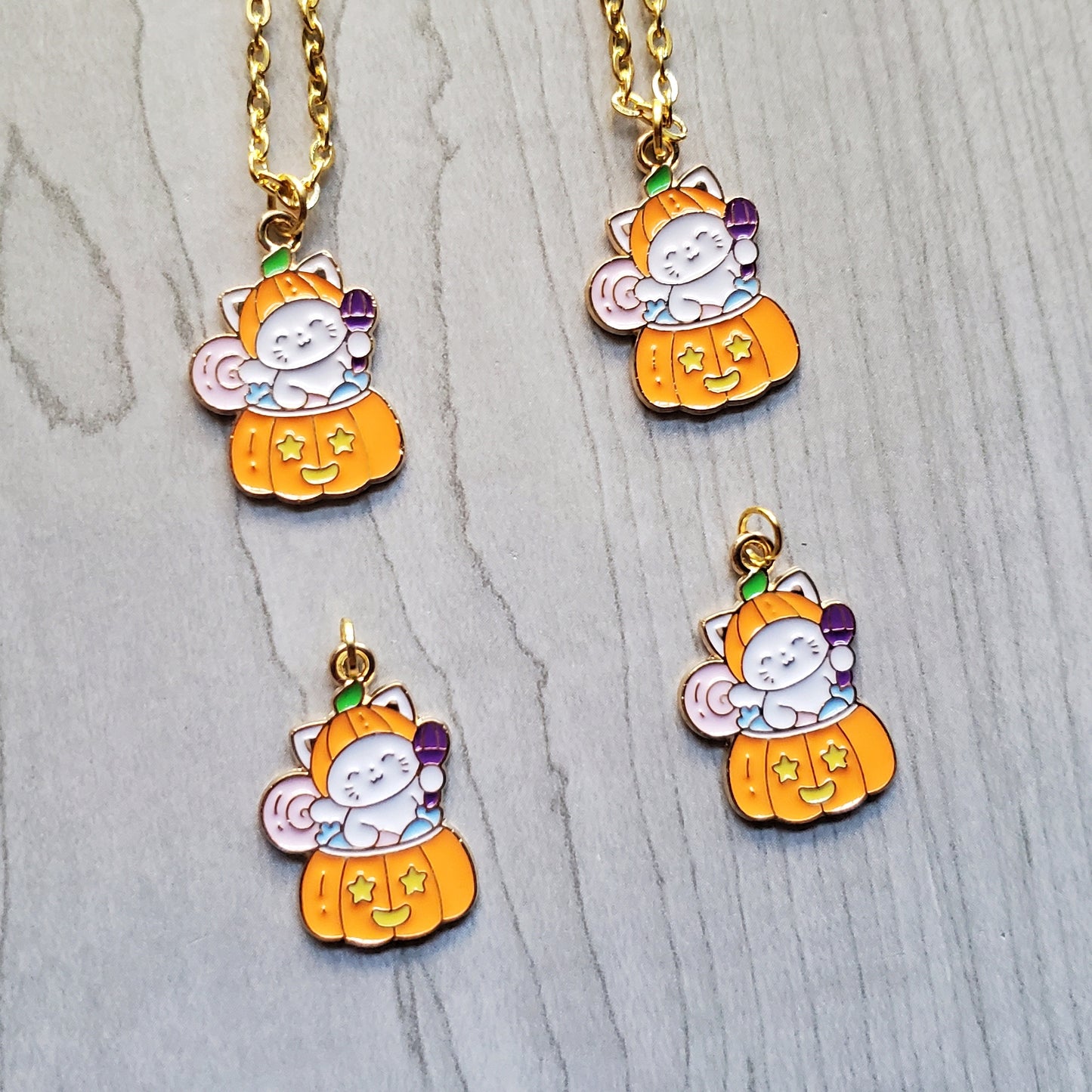 Pumpkin Hat Kitty Necklaces