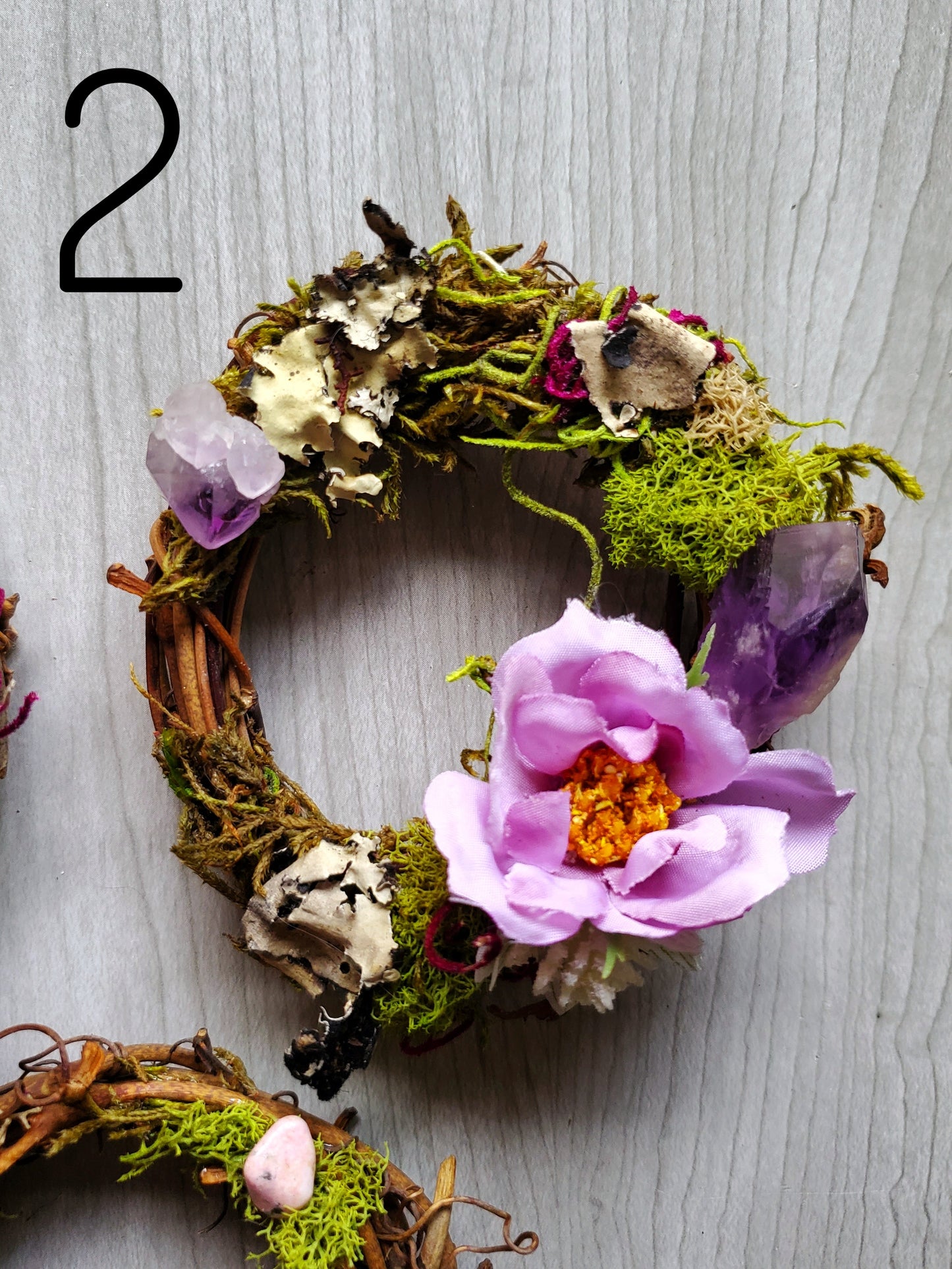 Purple Floral Crystal Wreaths - Car Mirror or Wall Hanging