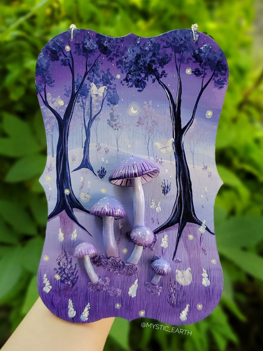 Purple Mushroom Forest Painting (3D Sculpture)