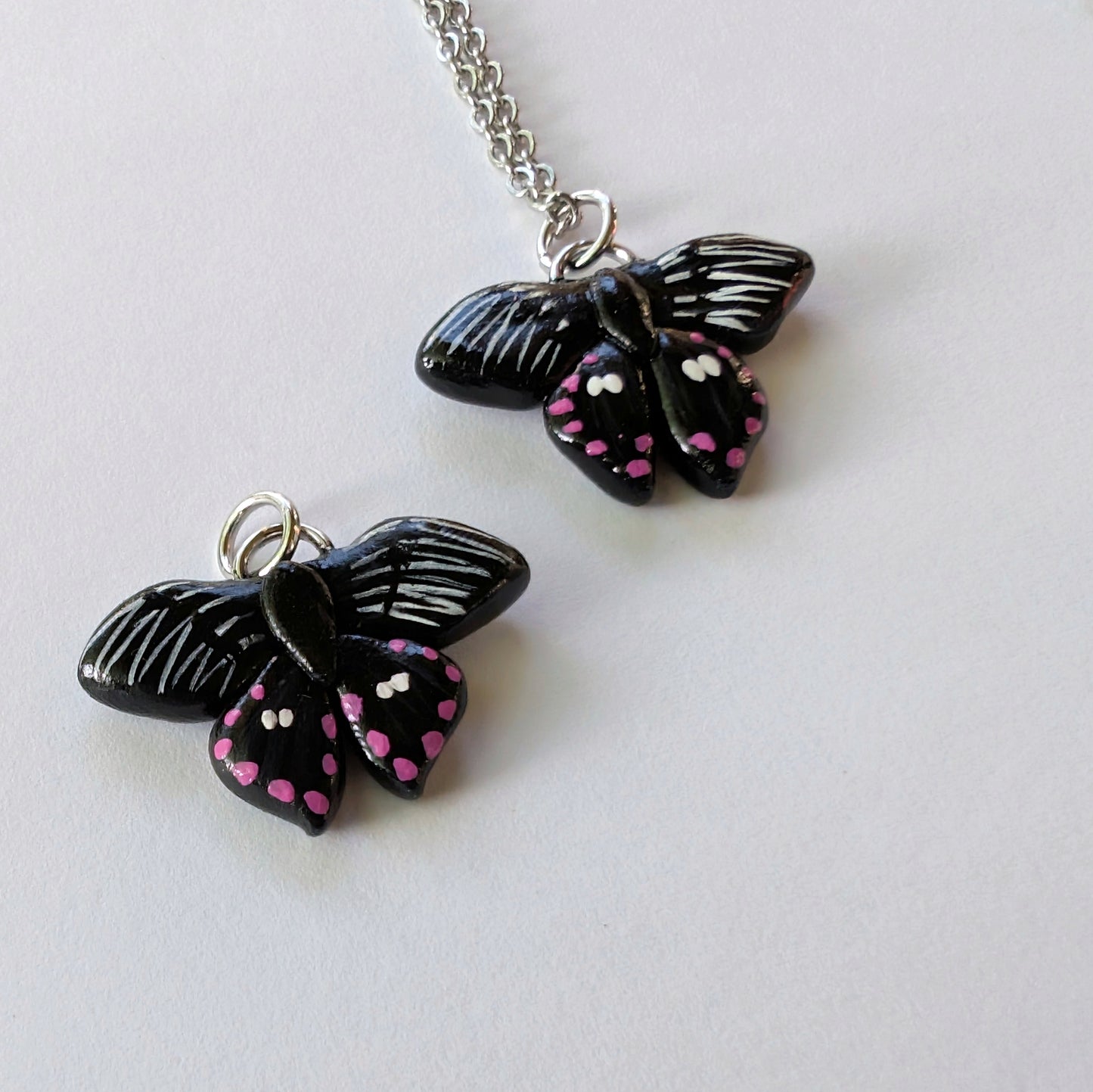Pink Spotted Swallowtail Butterfly Earrings