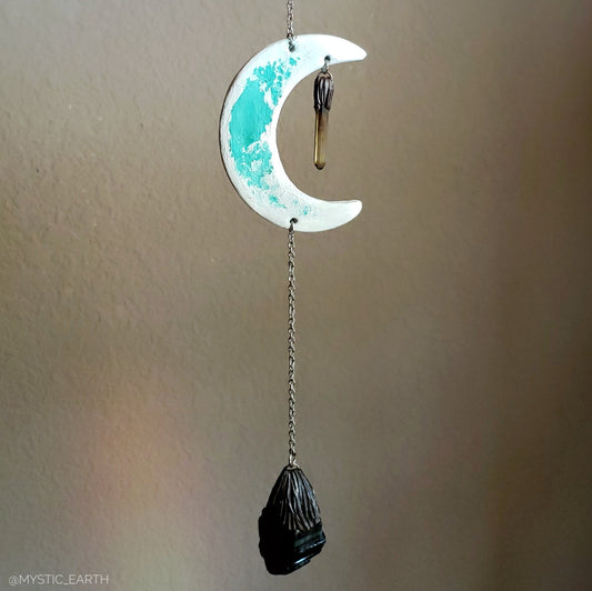 Emerald Crescent Moon Ceiling Hanging: Tourmaline