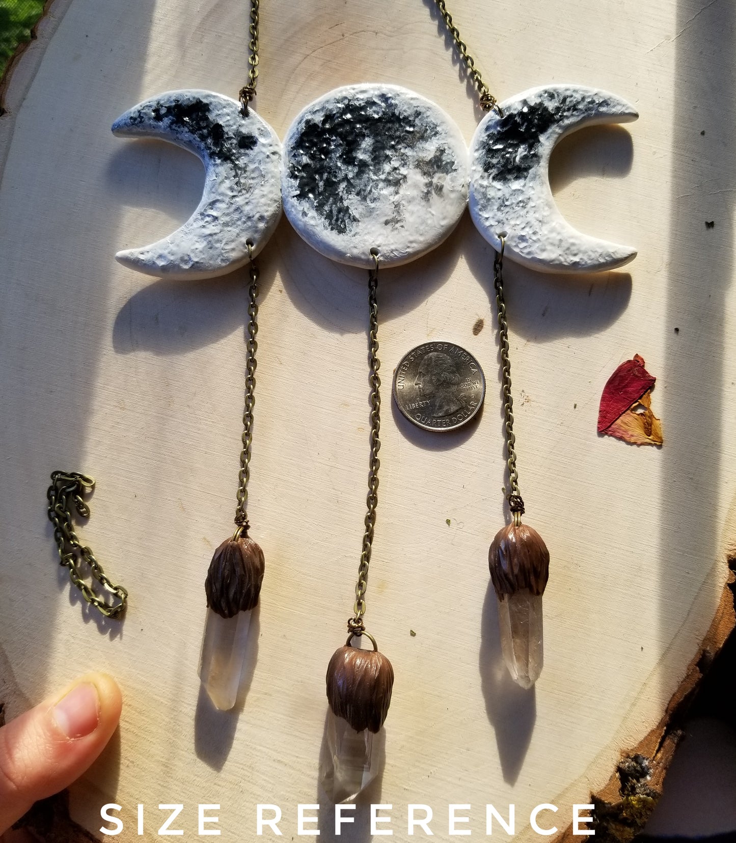 Moon Phase Wall Hanging with Quartz Crystals (Pre Order)