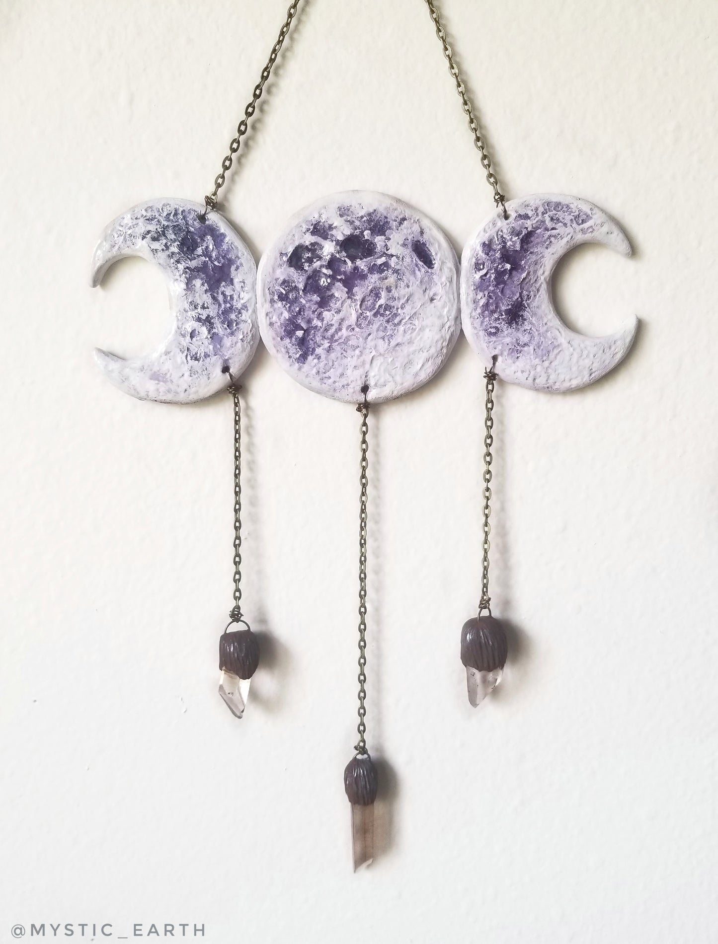 Moon Phase Wall Hanging with Quartz Crystals (Pre Order)