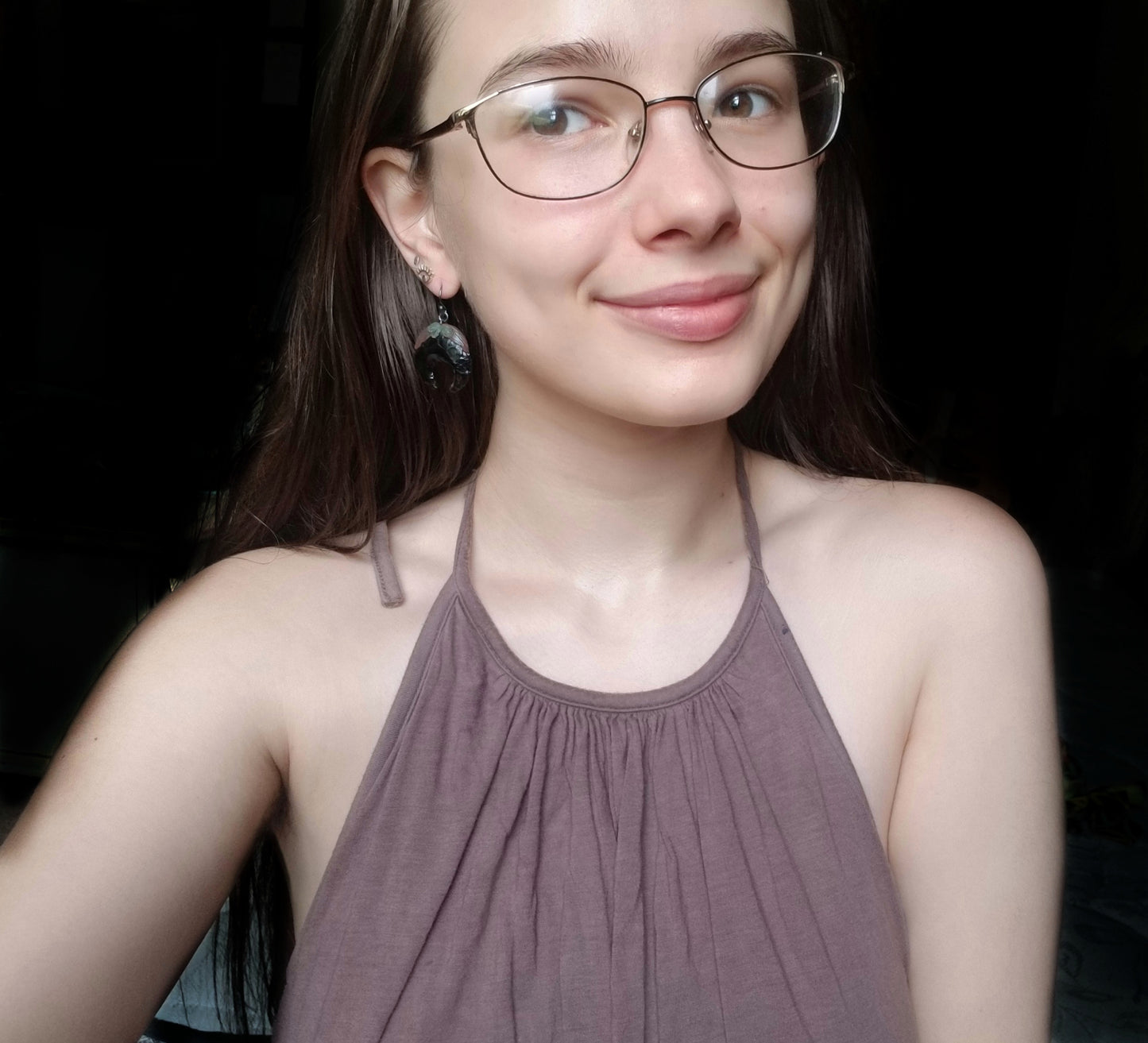 Earthy Obsidian Moon Earrings in Gold on Black 925 Silver