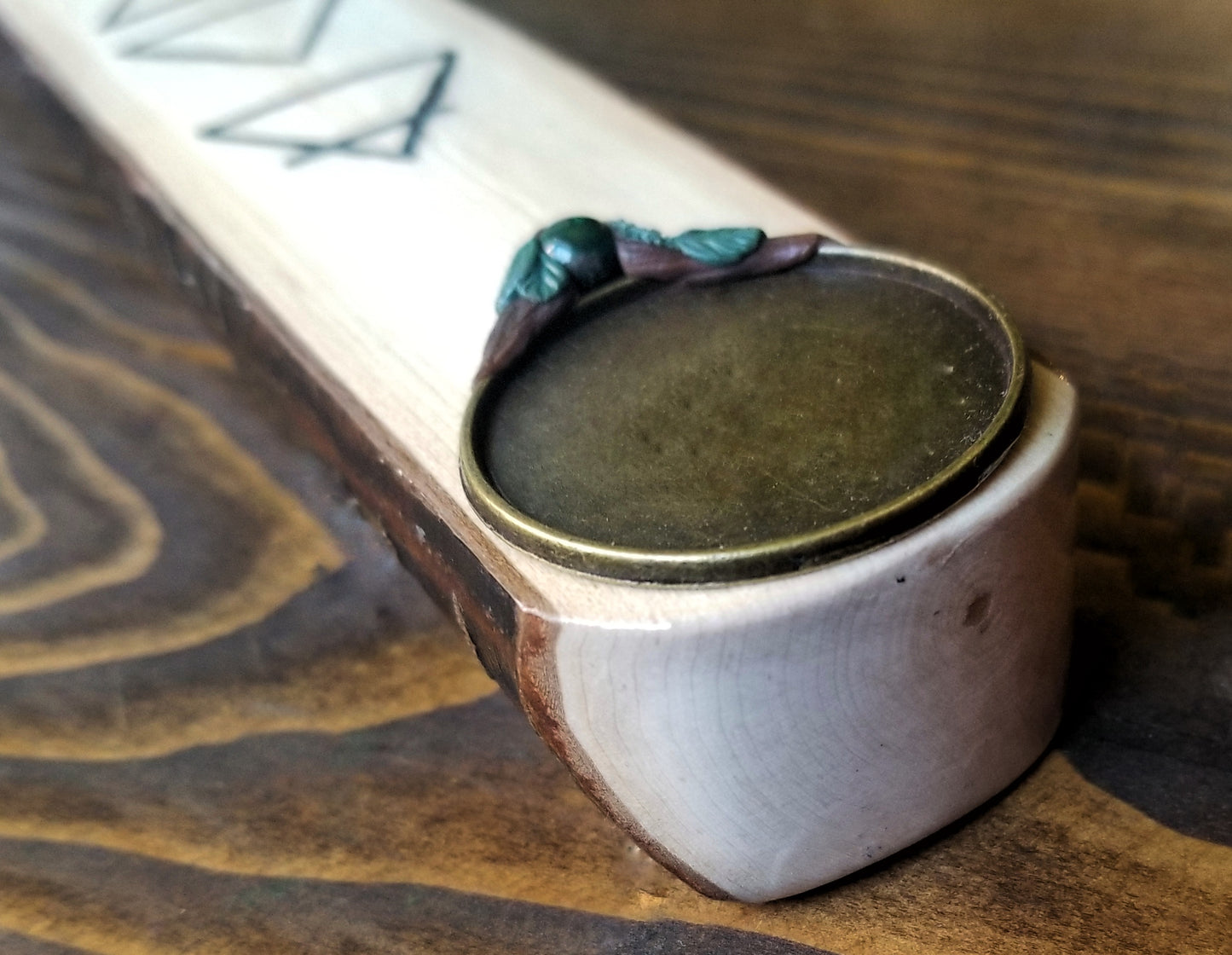 Elemental Incense Burner with Malachite and Hematite Quartz Crystals