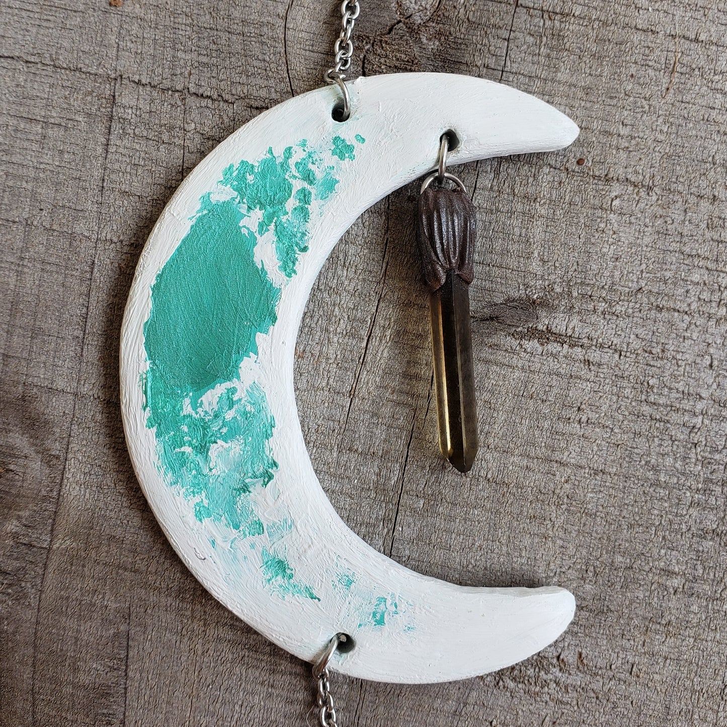 Emerald Crescent Moon Ceiling Hanging: Tourmaline