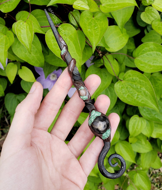 Sunstone & Peach Moonstone Mini Crystal Wand | Mystic Earth x Volundr Forge