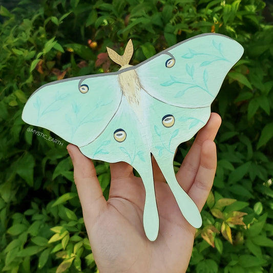 Wooden Luna Moth Painting
