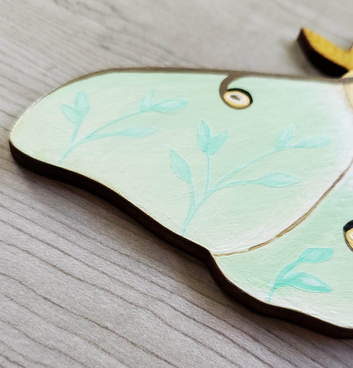 Wooden Luna Moth Painting