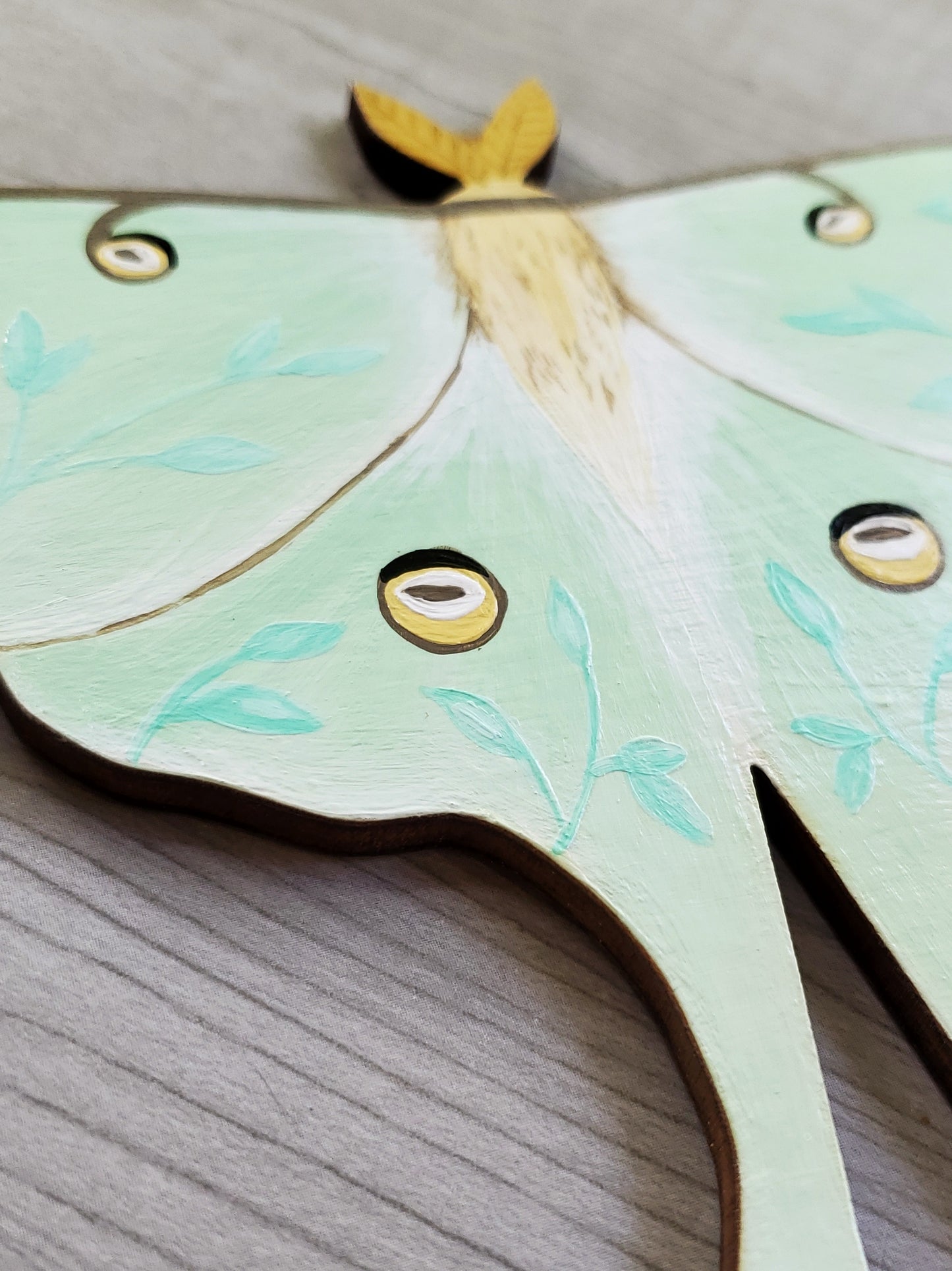Wooden Luna Moth Painting