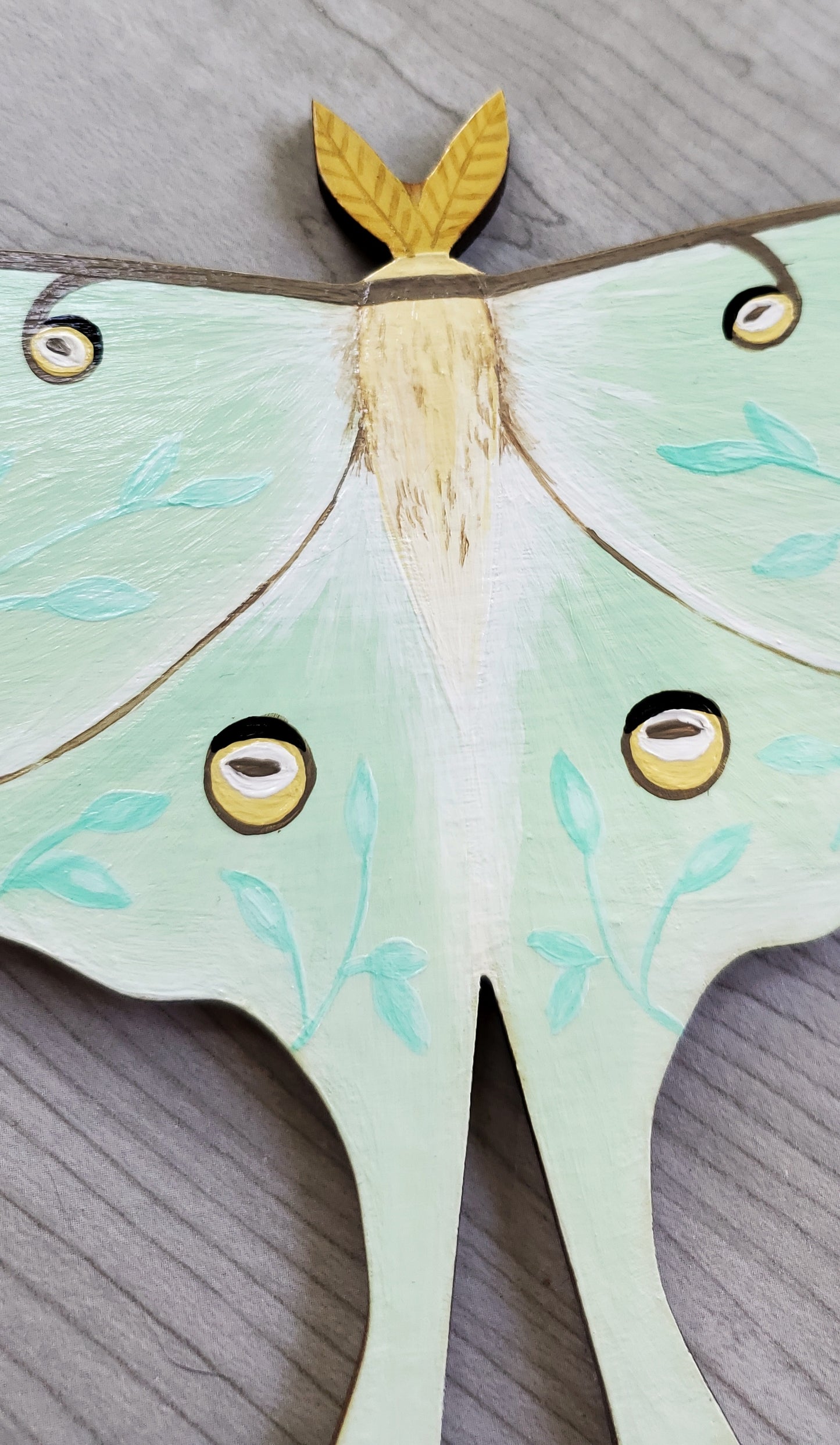 Wooden Luna Moth Painting