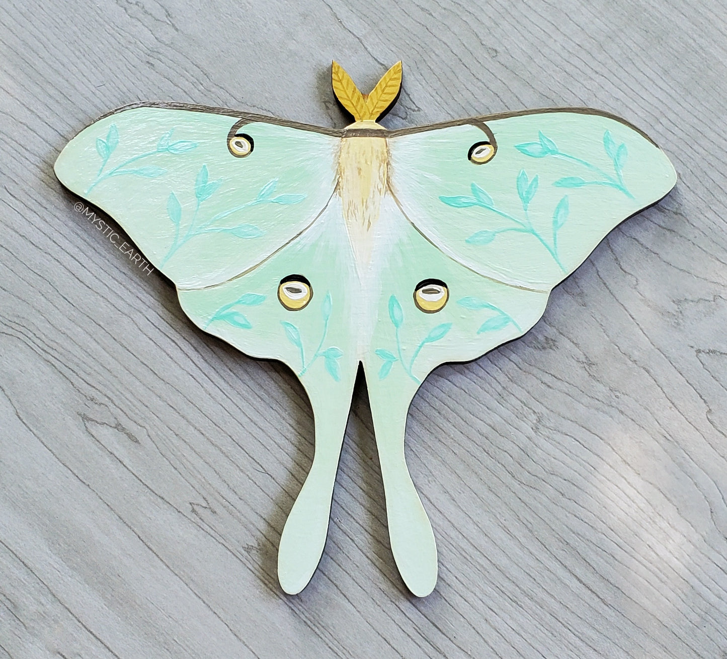Wooden Luna Moth Painting