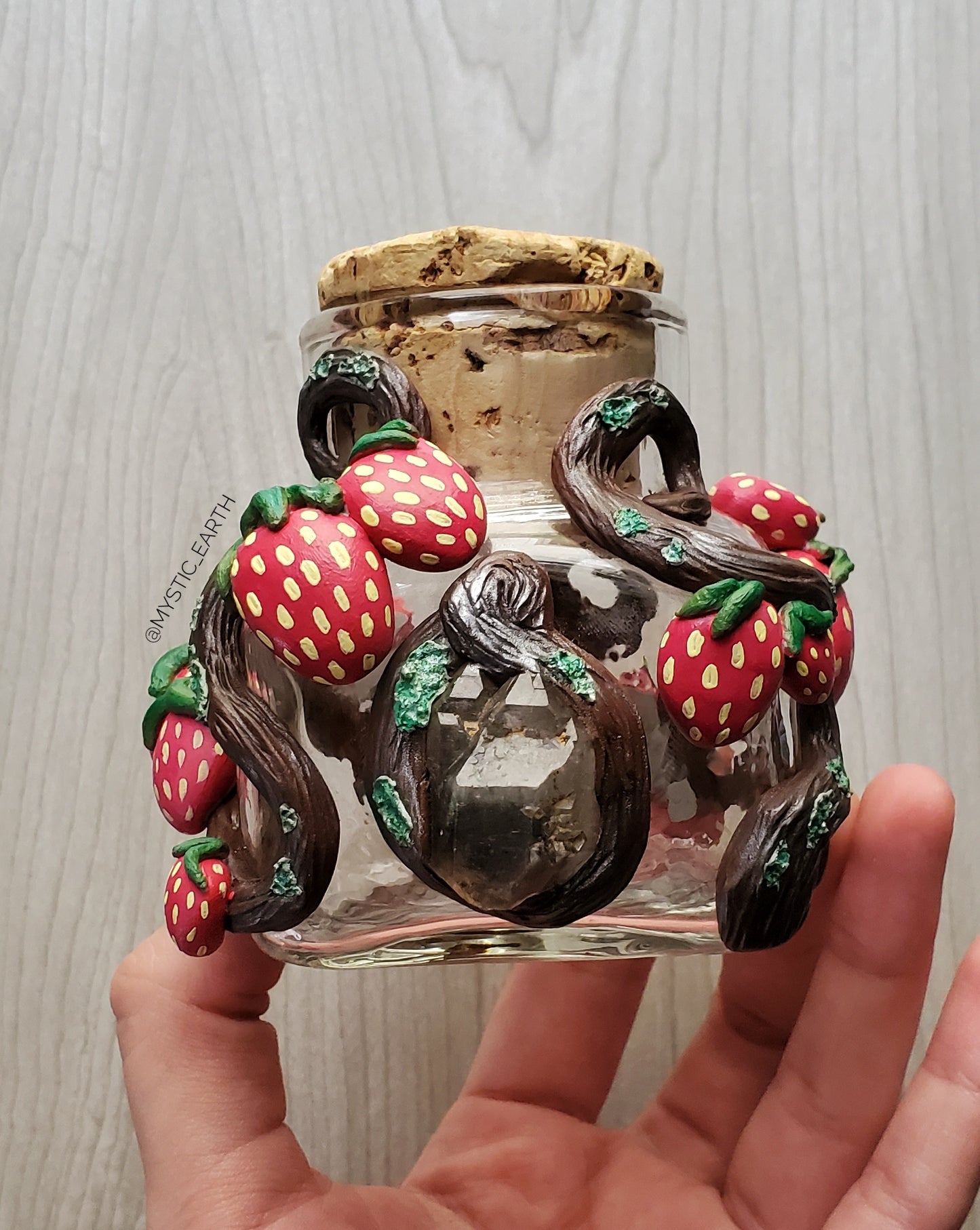 Smoky Quartz Strawberry Vine Jar (Hand Sculpted)