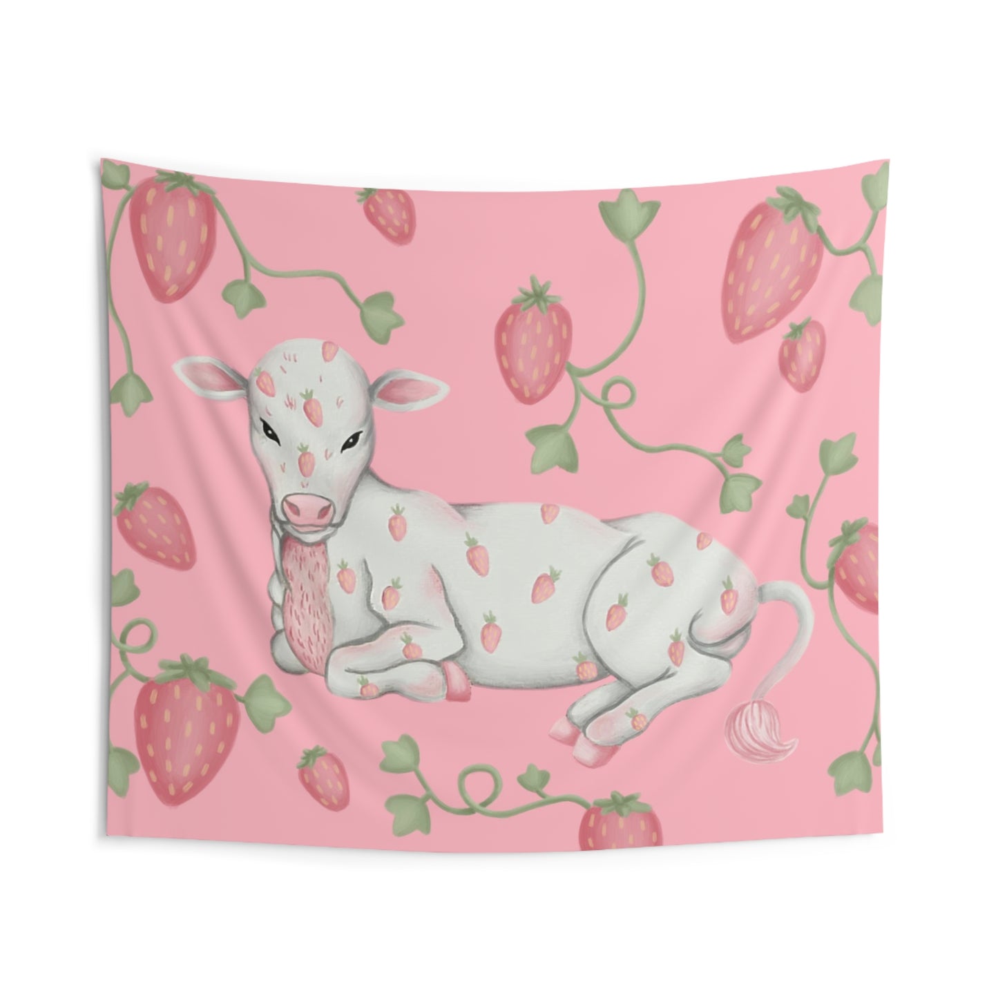 Strawberry Print Cow Tapestries