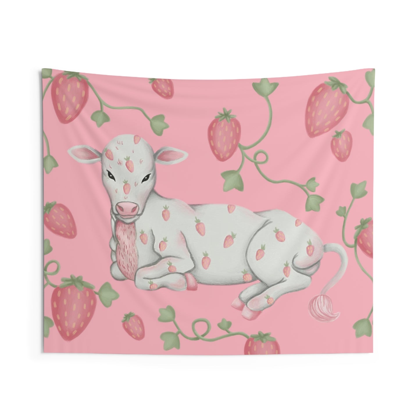 Strawberry Print Cow Tapestries