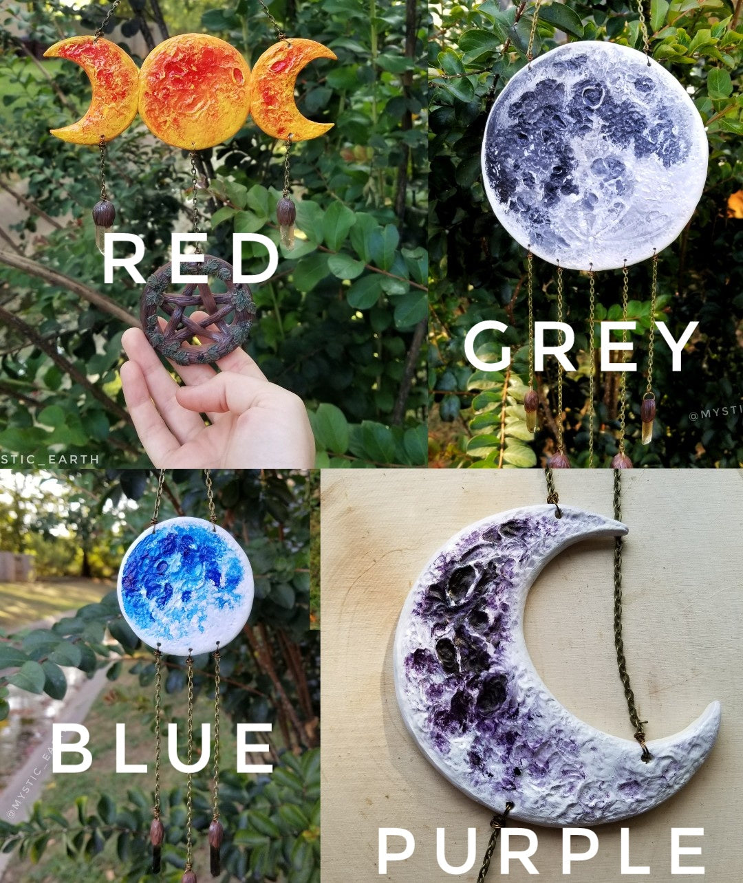Moon Phase Wall Hanging with Quartz Crystals (Pre Order)