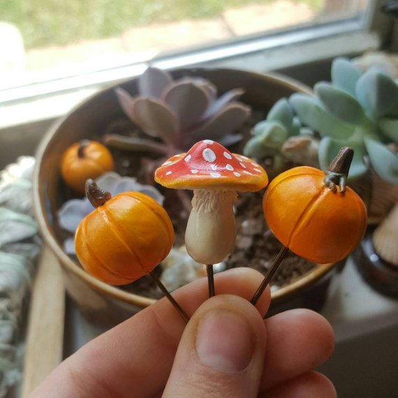 Mini Rainbow Mushroom Fairy Garden Decor - Indoor and Outdoors