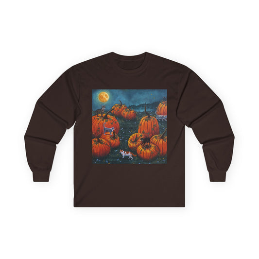"Pumpkin Kitties" Unisex 100% Cotton Long Sleeve Tees S-5XL