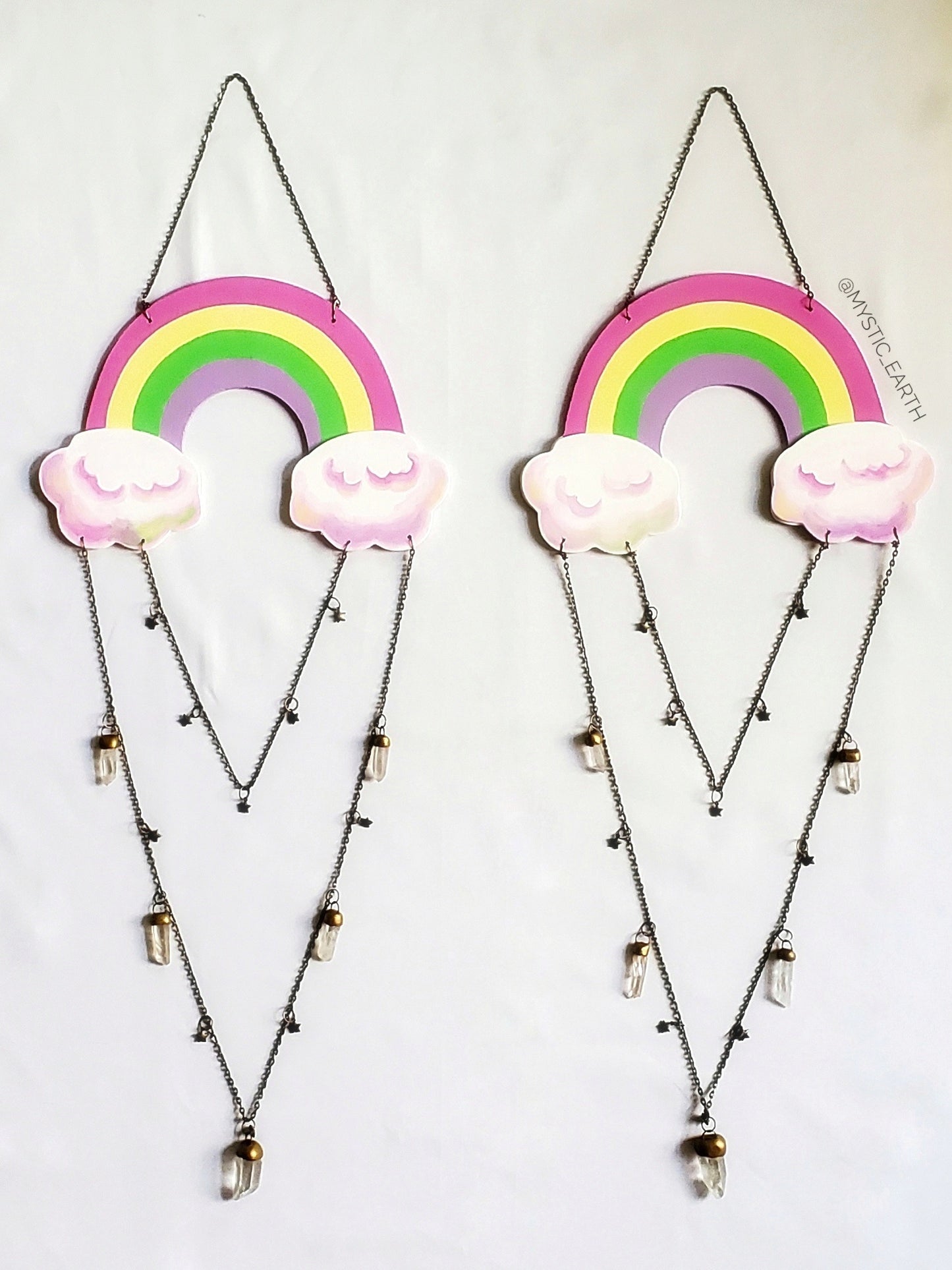 Rainbow Wall Hanging with Quartz Crystals