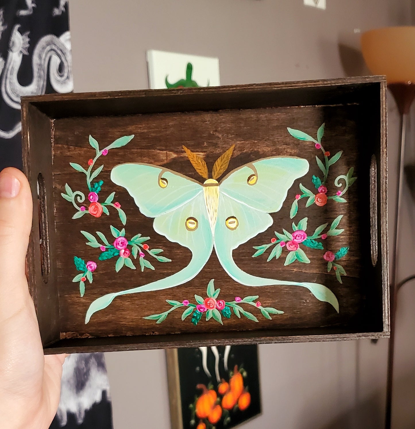 Wooden Luna Moth Tray