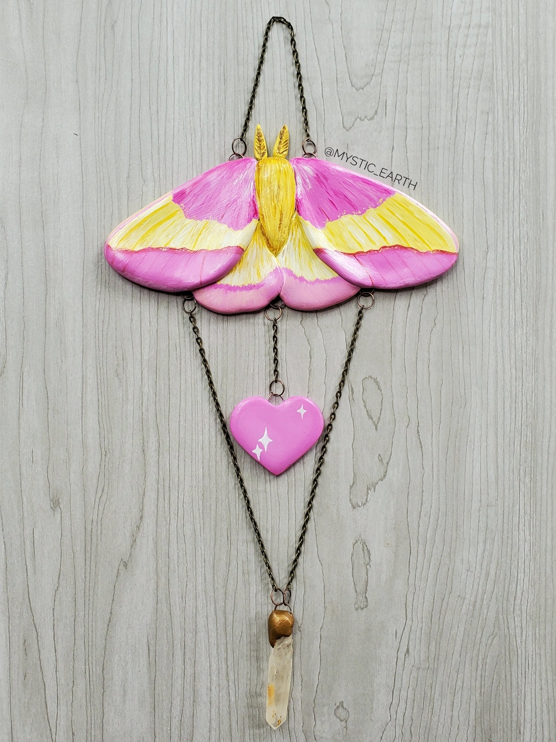 Hand-painted Rosy Maple Moth Wall Art Cottage Core and Boho Decor Wall  Hanging 