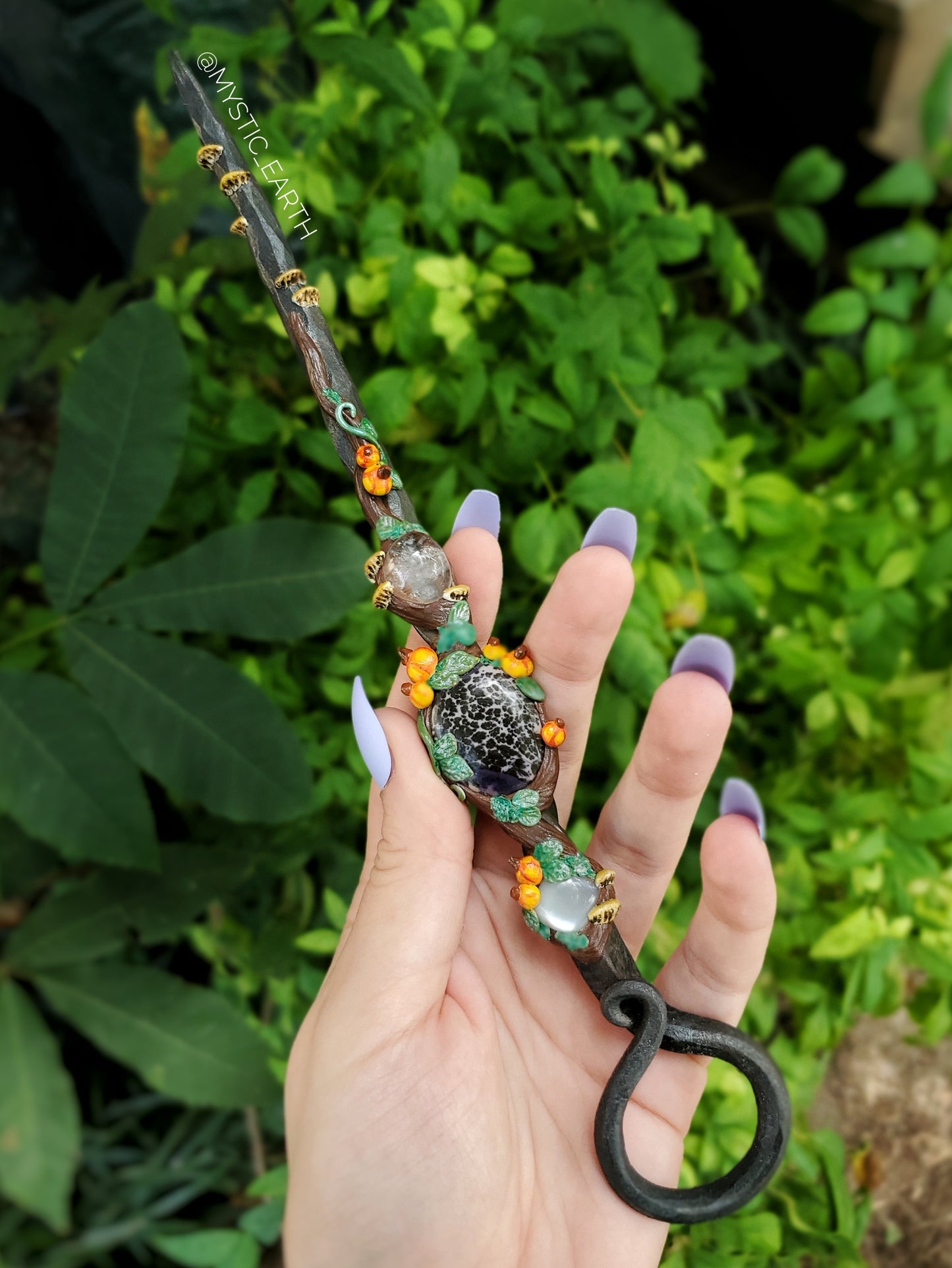 Mystic Earth x Volundr Forge Tiffany Stone Wand with Pumpkins