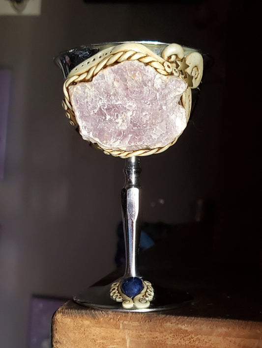 Antiqued Lepidolite Crystal Goblet
