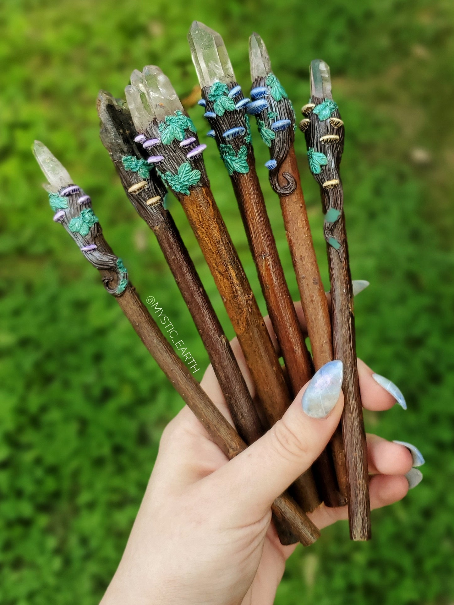 Mushroom Crystal Willow Wood Wands