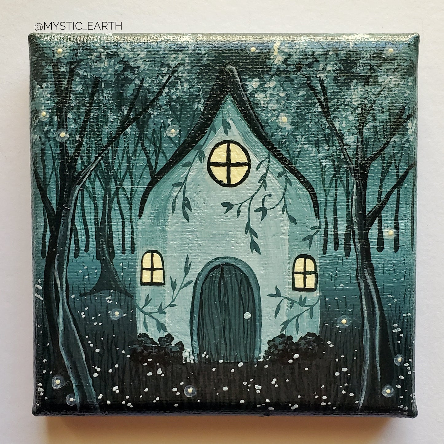 4" Mini Green Cottage Painting