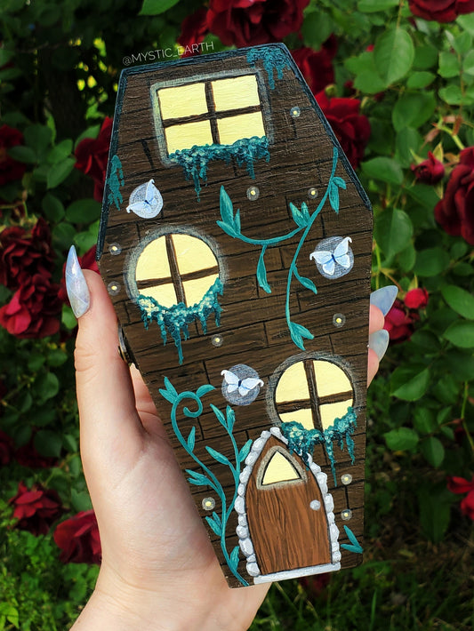 Fairy Cottage Coffin Dollhouse Sculpture