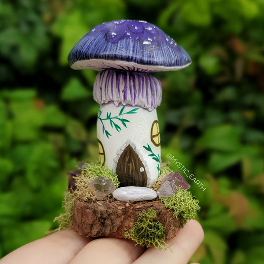 Purple Mushroom House Sculpture (Small)