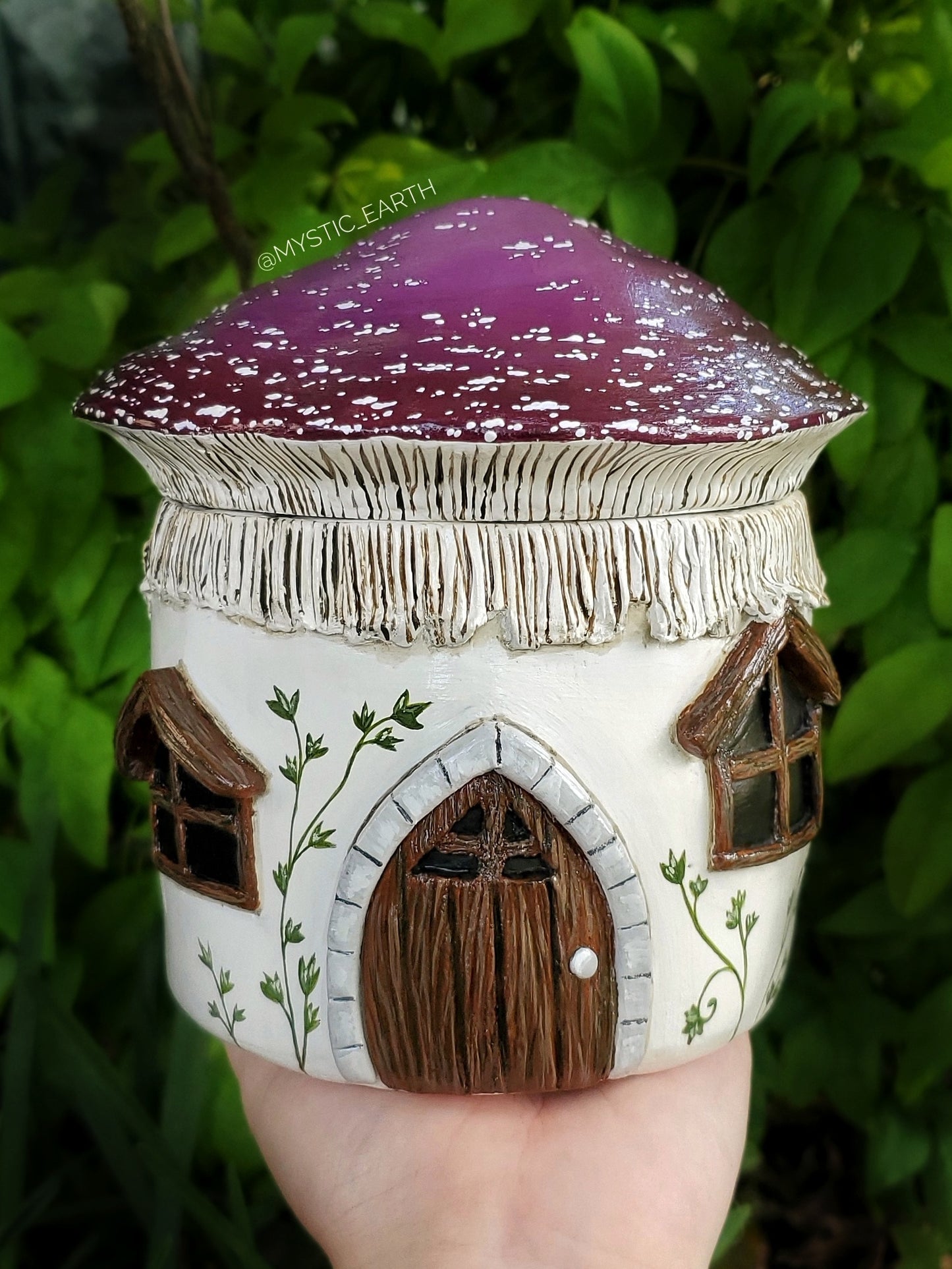 Purple Mushroom House Sculpture (Functional Jar)