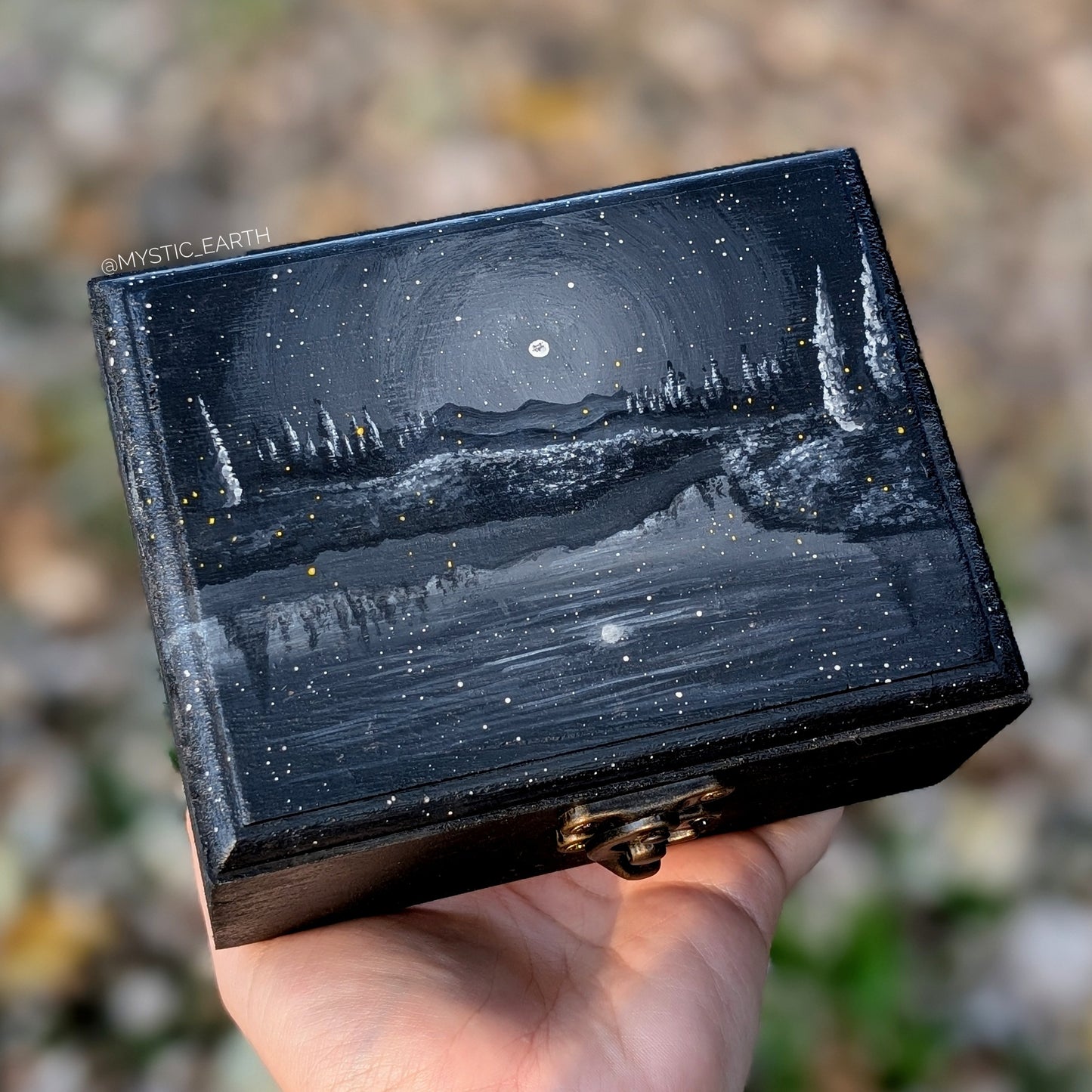 Starry Pond Wood Trinket Box