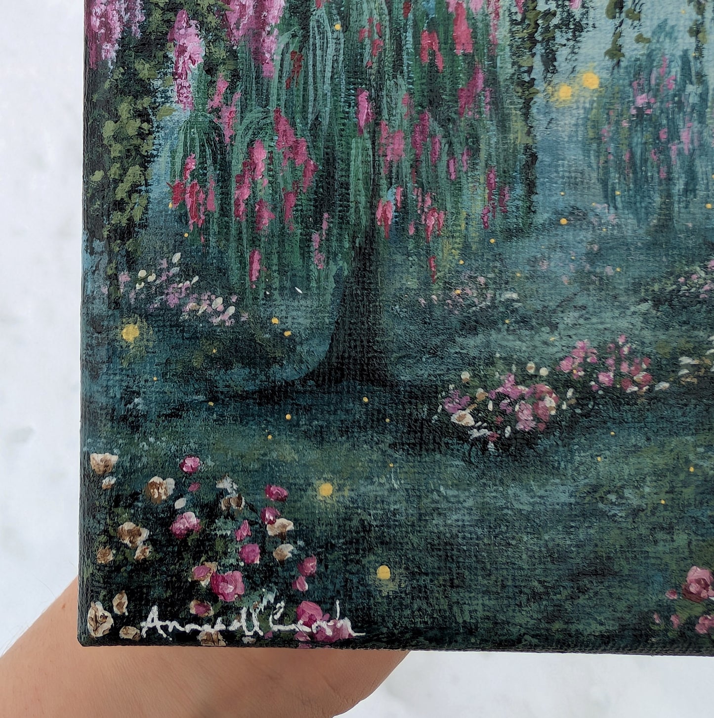 Flowers in the Willow Trees Painting