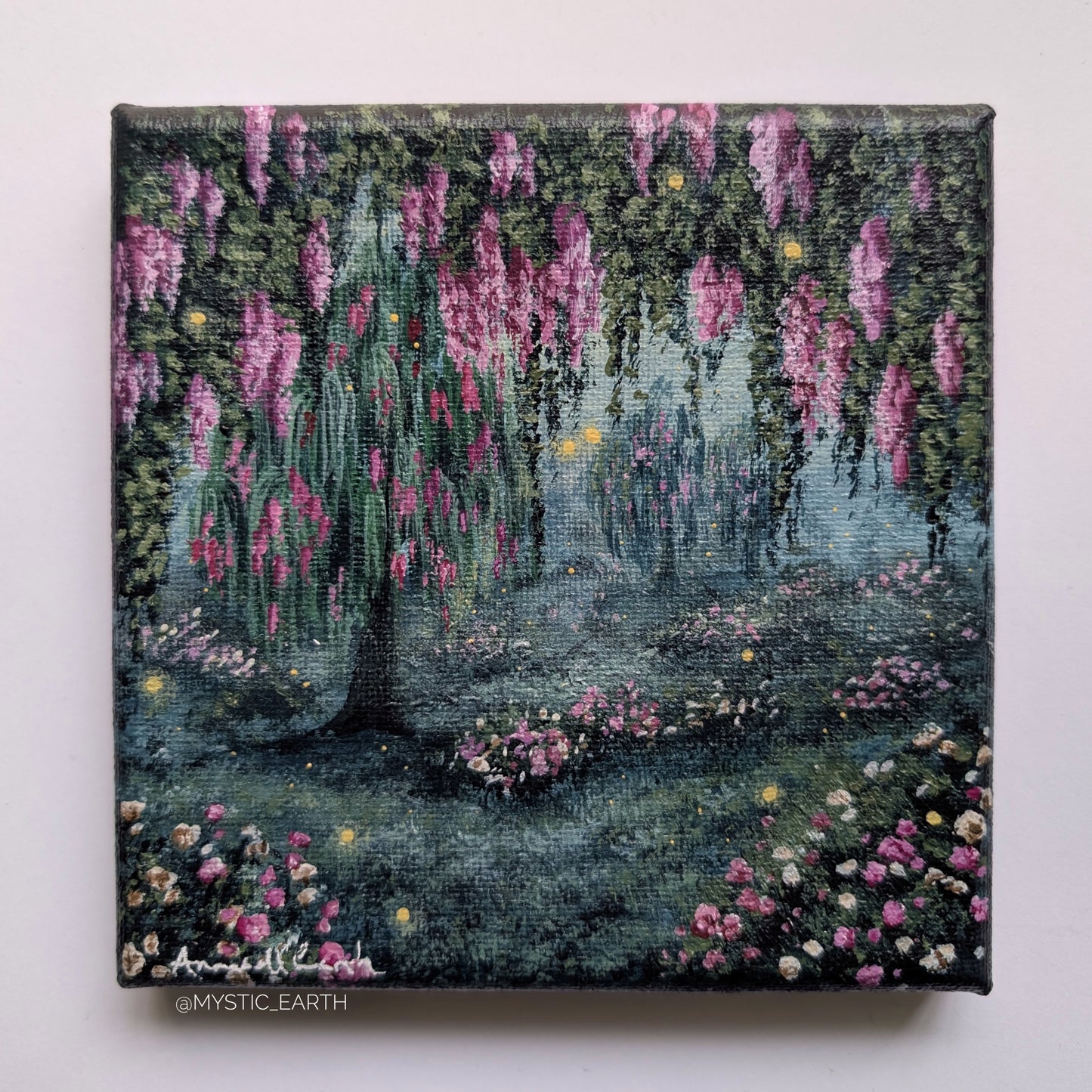 Flowers in the Willow Trees Painting