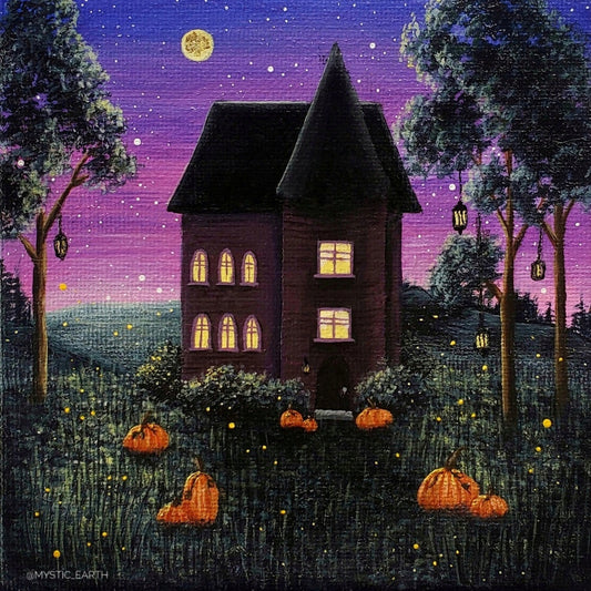 Haunted House Painting 5"x5"