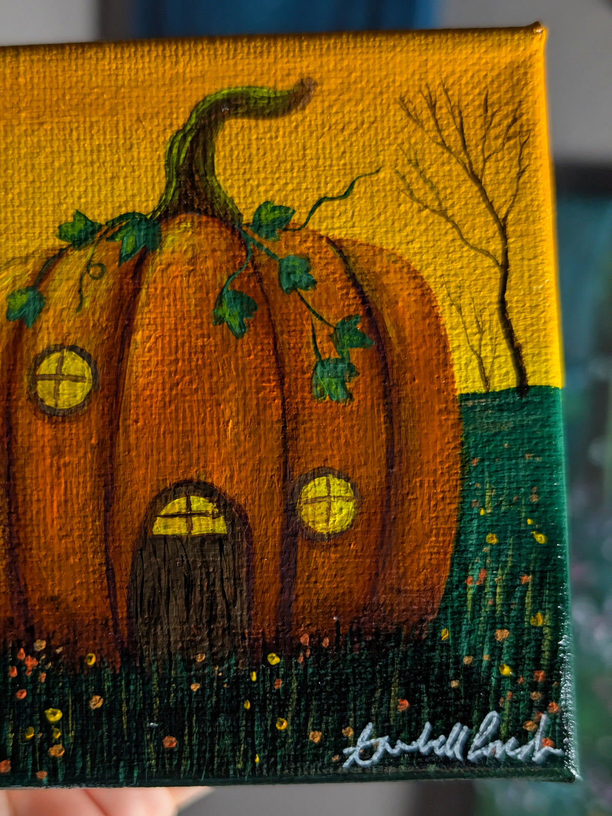 The Pumpkin Cottage 4" Painting 47/50